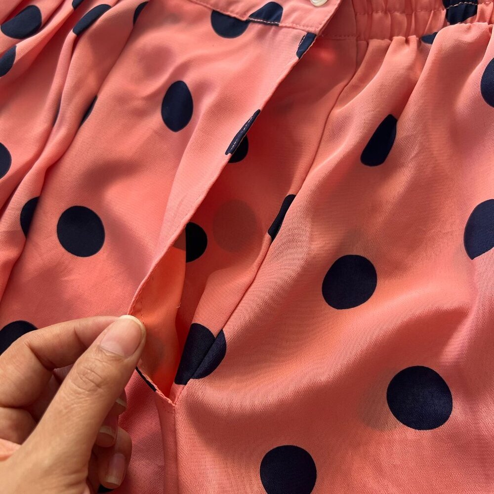 Vintage Russ Petites, Peach & Navy Blue,Polka Dot Skirt, Size 12, feel like aM/L - Picture 5 of 8